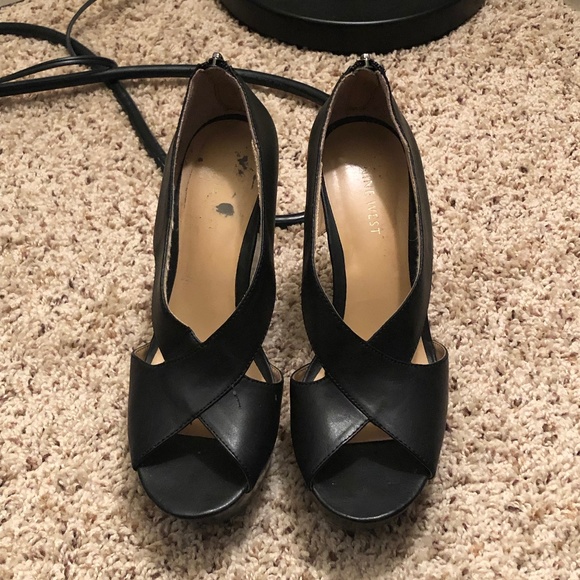 Nine West Shoes - Nine West Black Patent Leather Wedge Sandals